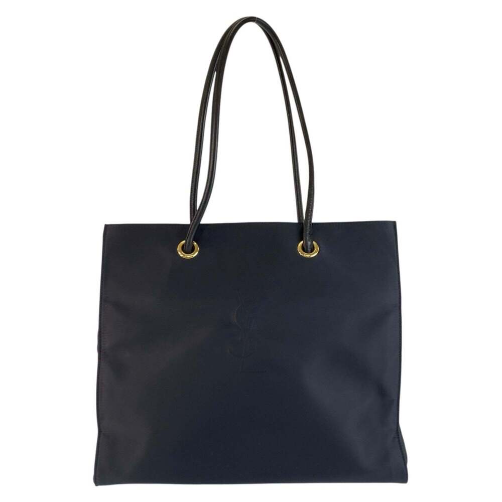 YVES SAINT LAURENT (YSL) Navy Nylon Tote Bag/Shoulder Bag with Gold Hardware ...